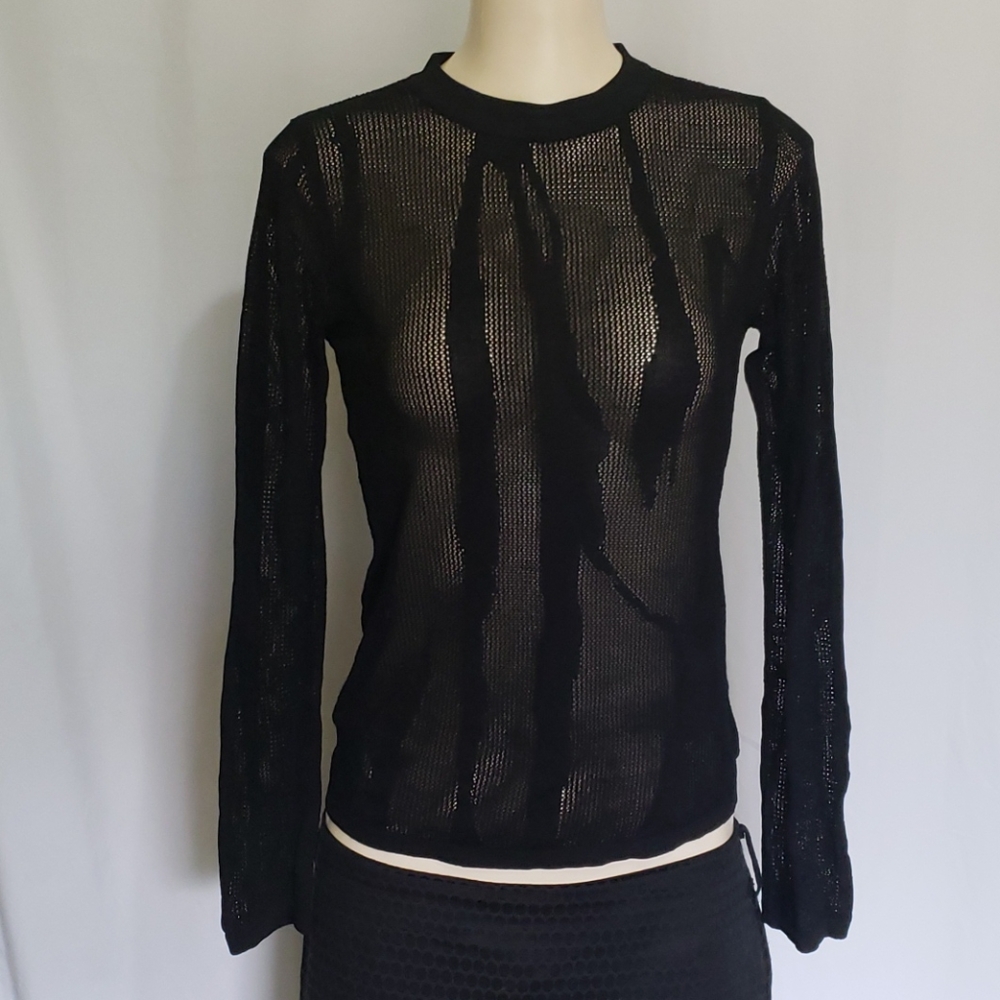 DKNY Mix Stitch Mesh Pullover